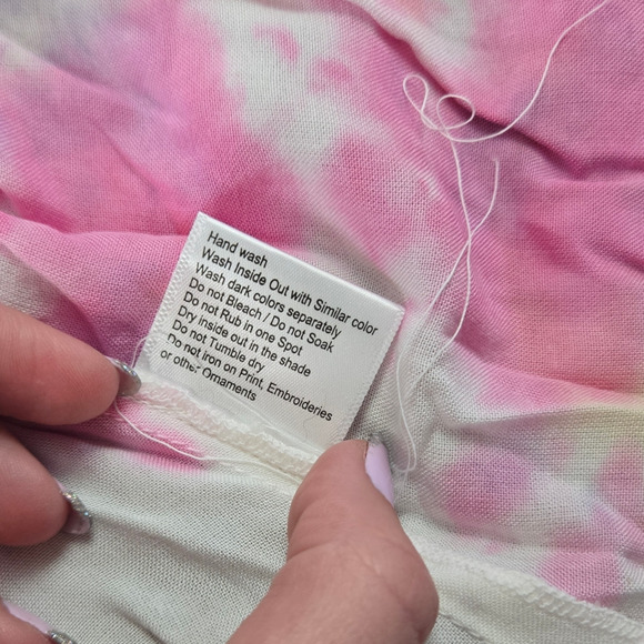 Pink White Tie Dye Smocked Off the Shoulder Area Stars Kaia Dress Size Large - Picture 7 of 11